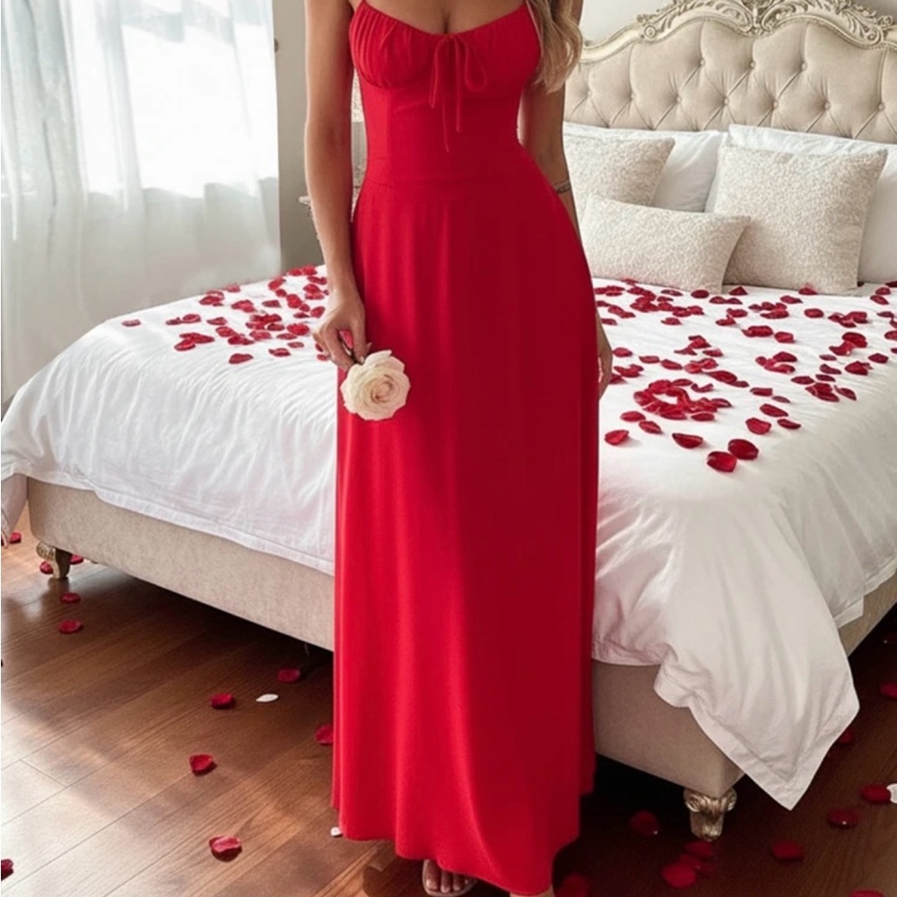 SHEIN Vibrant Red Maxi Dress